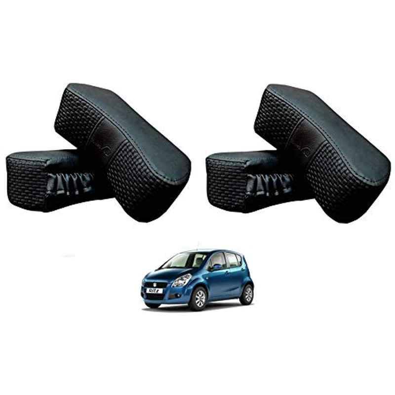 Kozdiko 4 Pcs CV Designer Black Leatherite Neck Rest Car Cushion Pillow Set for Maruti Suzuki Ritz