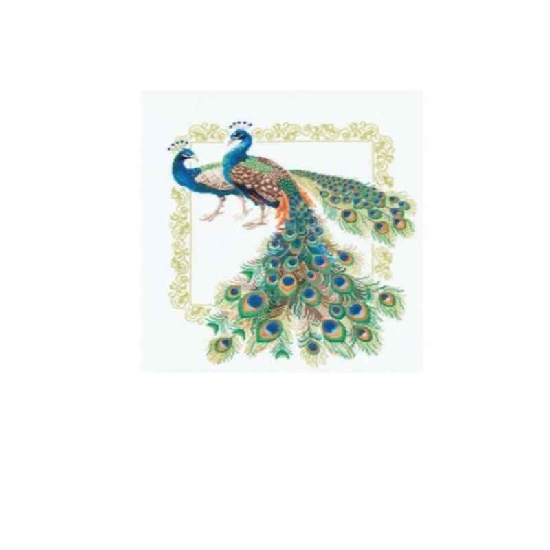 Cross Counted Cross Stitch Kit Peacocks 19Inx19In