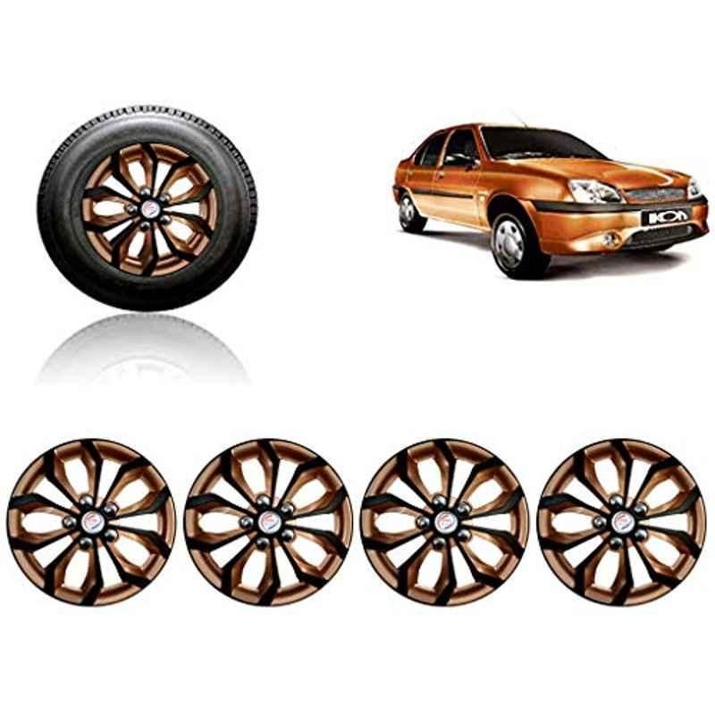 Auto Pearl 4 Pcs 14 inch Black & Copper Press Fitting Wheel Cover Set for Ford Ikon
