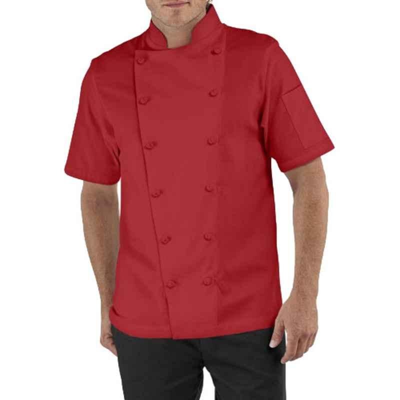 Superb Uniforms Polyester & Cotton Red Half Sleeves Chef Coat, SUW/R/CC022, Size: XL
