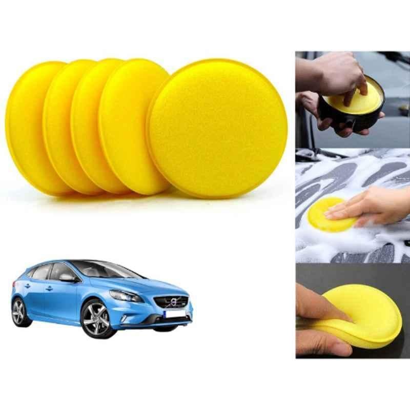 Auto Pearl Polyurethane Beige Washing & Waxing Polish Foam Sponge for VolvoV40 (Pack of 5)
