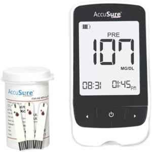 Accusure Black Sensor Digital Blood Glucometer with 25 Test Strips, AP-10