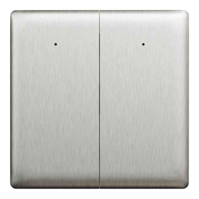 Schneider Electric Unica X 16A 250V 2 Way 2 Gangs Stainless Steel Switch with LED, NUX32_2N_SS