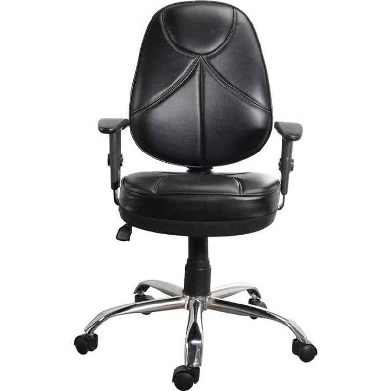 Chair Garage PU Leatherette Black Adjustable Height Office Chair with Back Support, CG169 (Pack of 2)