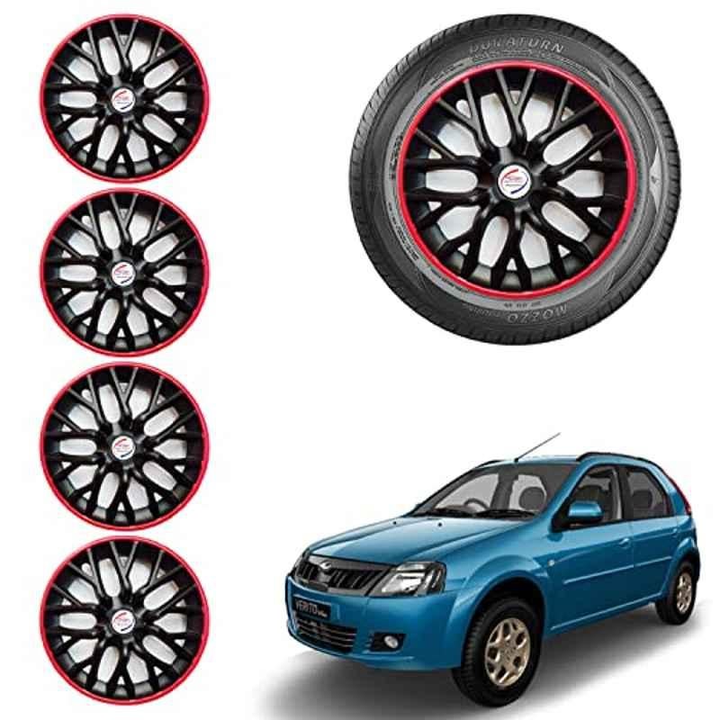 Auto Pearl 4 Pcs 14 inch ABS Black & Red Car Wheel Cover Set for Mahindra Verito Vibe