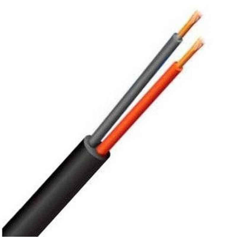 Polycab 0.75 Sqmm 2 Core FRLS Black Copper Sheathed Flexible Cable, Length: 100 m