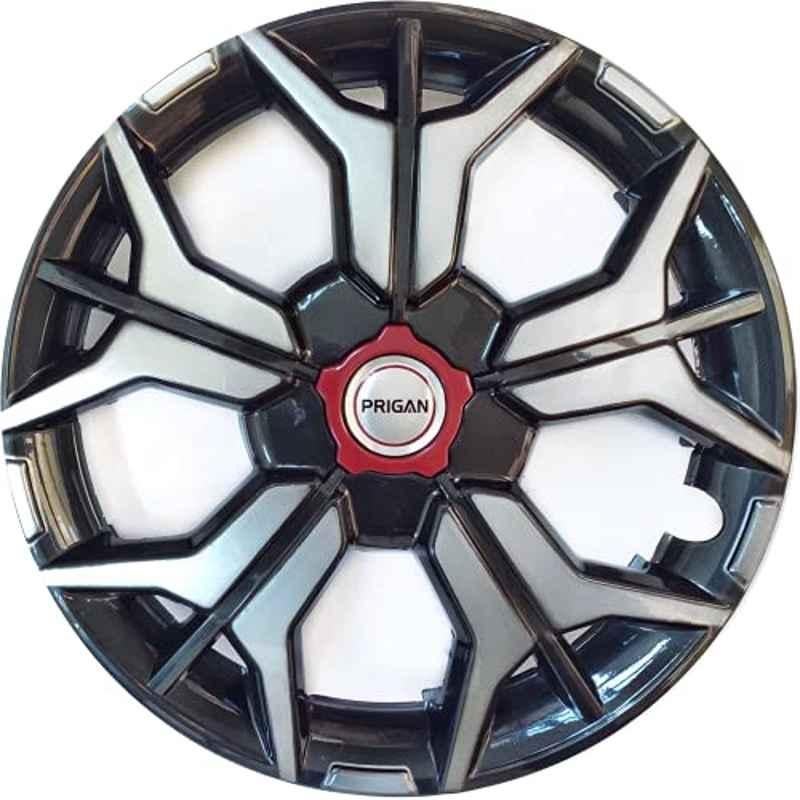 Prigan 4 Pcs 14 inch Polypropylene Grey & Silver Press Fitting Car Wheel Cover Set for TATA Tiago XT & XZ
