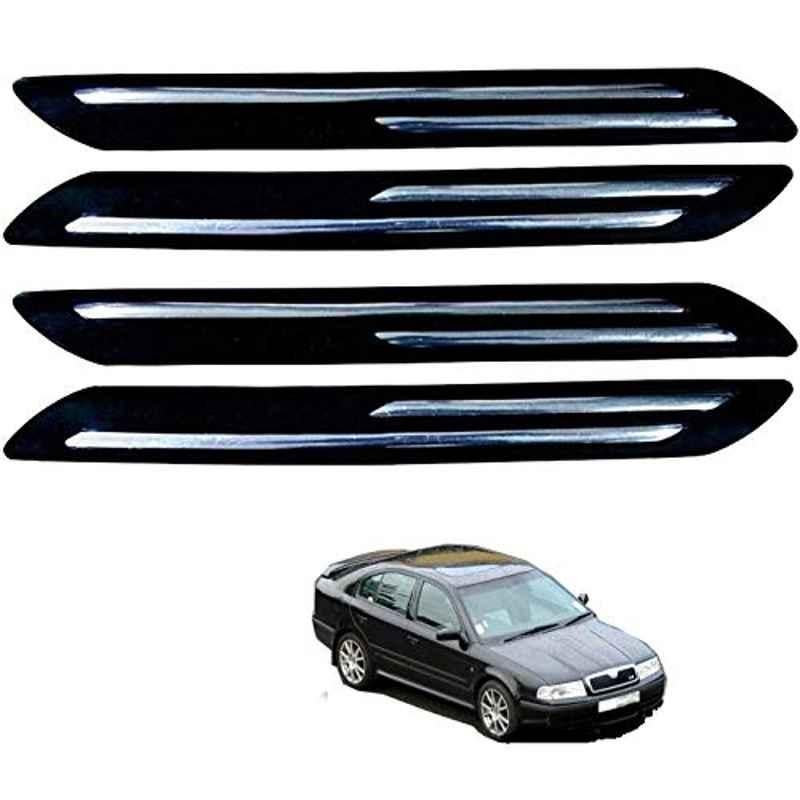 Kozdiko 4 Pcs PVC Black Double Chrome Finish Car Bumper Protector Set for Skoda Old Octavia