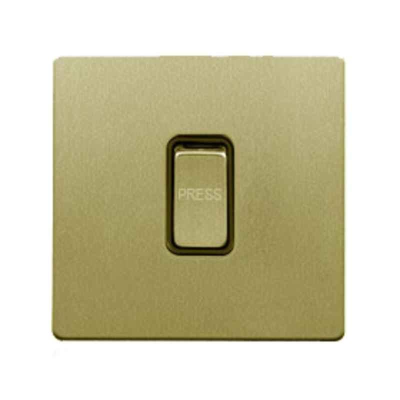 RR Vivan Metallic Brushed Gold 1-Gang Bell Switch with Black Insert & Marked Press, VN6614AM-B-BG