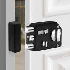 Plantex Rim Locks for Main Door/Suitable for Inside Opening Wooden Door//Heavy Duty Door Lock with 4 Keys Z-Black