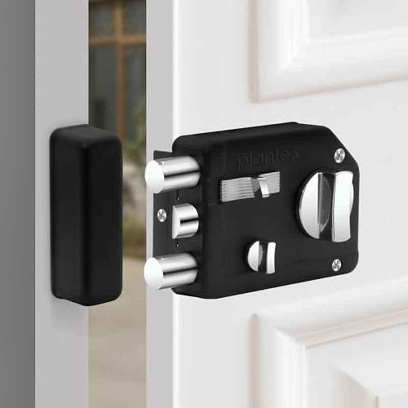 Plantex Rim Locks for Main Door/Suitable for Inside Opening Wooden Door//Heavy Duty Door Lock with 4 Keys Z-Black