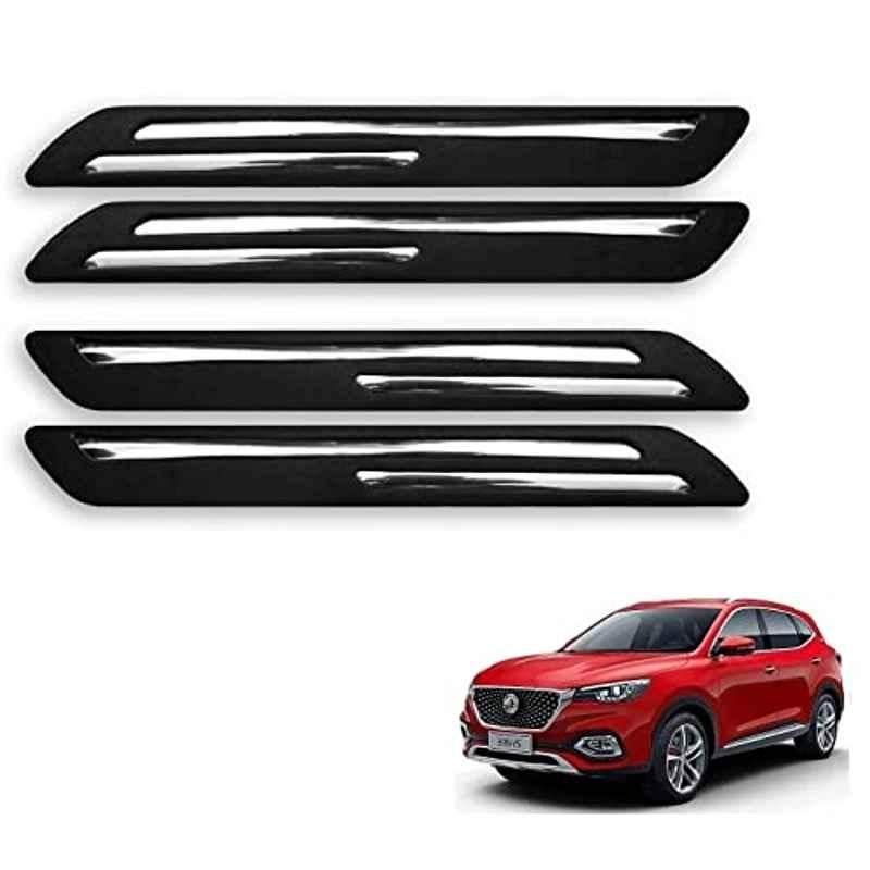 Kozdiko 4 Pcs Rubber Black Double Chrome Rubber Bumper Protector Guard Set with Chrome Strips for MG Hector