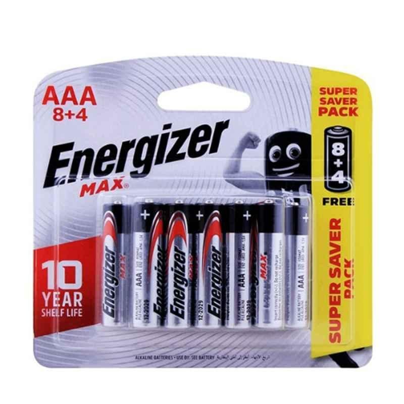 Energizer Max 1.5V AAA Alkaline Battery, E92BP12