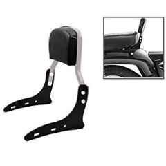 AOW Harley Style Backrest Support Pillion Balck Cushion Back Rest Full Black Bar for Royal Enfield Models RE-22