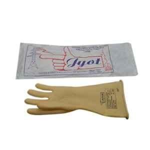 Jyot Natural White 33 kVA Rubber Electrical Hand Gloves, Size: Large