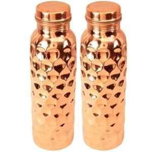 Healthchoice 1000ml Pure Copper Diamond Jointless Bottle (Pack of 2)