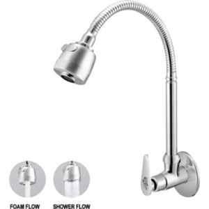 Gold Bell Pan Stainless Steel Silver Chrome Finish Wall Mounted Kitchen Sink Tap with Flexible Spout