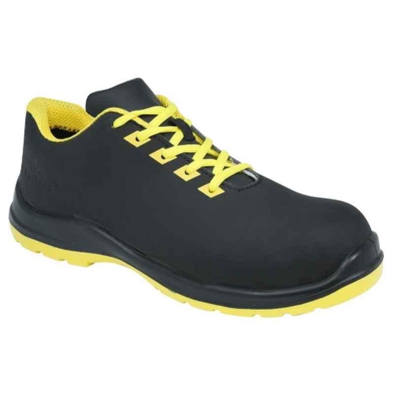 Vaultex RHM Leather Black & Neon Yellow Safety Shoes, Size: 43