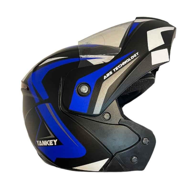 Redsun YANKEY Decor Blue & Black Flip Up Helmet, Size: Medium, REDSUNYANKEY