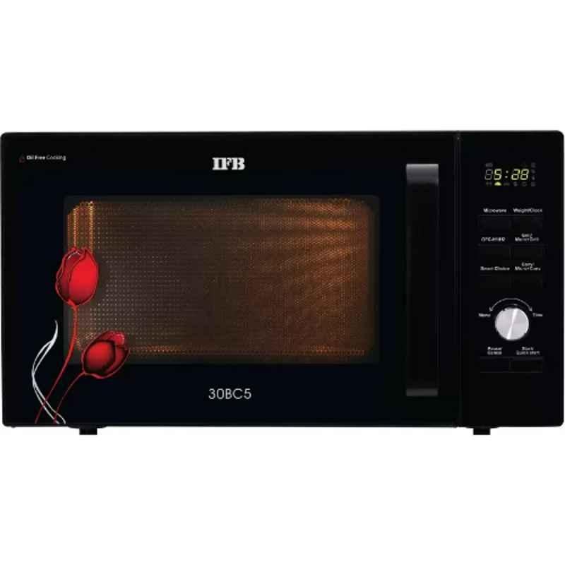 IFB 30L Stainless Steel Black Convection Microwave Oven with Steam Clean, 30BC5