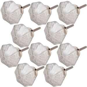 Atom GK003 Silver Crystal Glass Cabinet Door knob (Pack of 10)