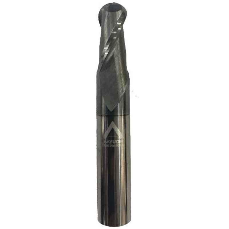 Aayudh Tools 3mm 2 Flute AICrN Coated Solid Carbide Ball Nose End Mill Cutter, Overall Length: 40mm