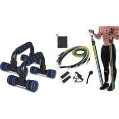 Shopeleven Plastic & Rubber Pushup Bar with Toning Tube Set for Full Body Workout