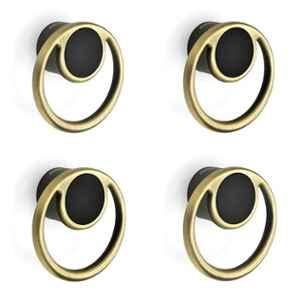 Plantex Zinc Brass Antique & Black Pull Push Ring Drawer Knob for Kitchen, SH-349 (Pack of 4)