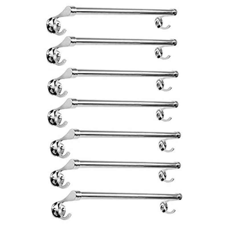 Torofy 24 inch Stainless Steel Silver Wall Mounted Towel Bar (Pack of 7)