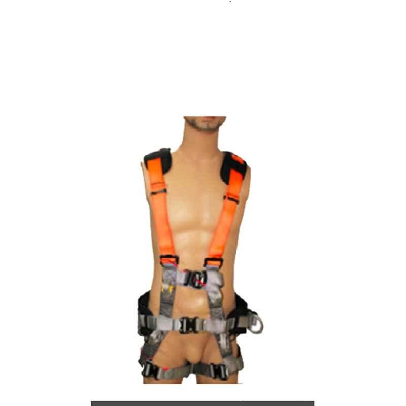 Safemax Orange & Grey Polyester 23kN Full Body Harness, SE550