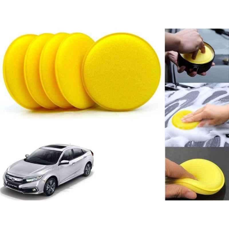 Auto Pearl Polyurethane Beige Washing & Waxing Polish Foam Sponge for Civic 2019 (Pack of 5)