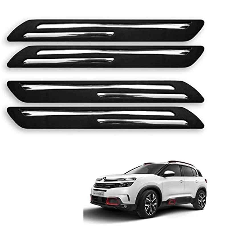 Kozdiko 4 Pcs Rubber Black Double Chrome Strips Car Bumper Protector Guard Set for Citroen C5 Aircross