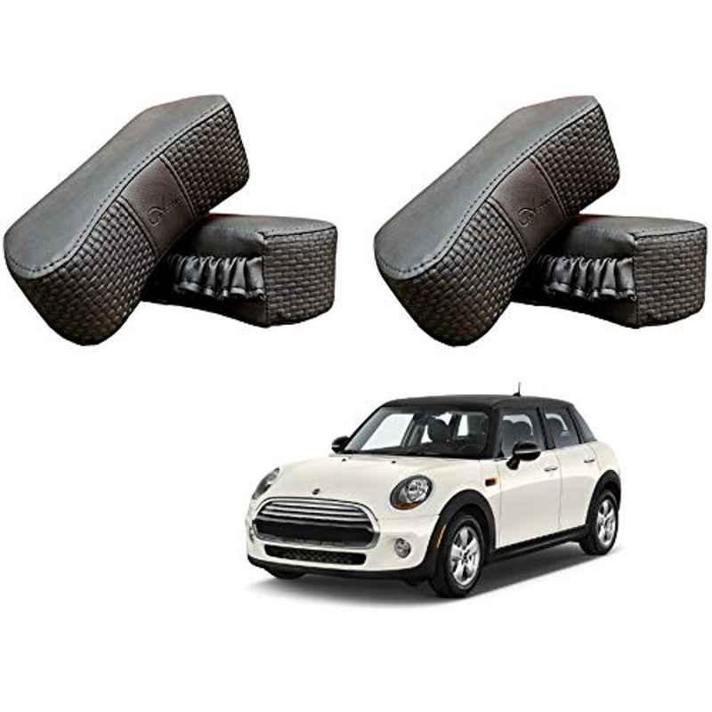 Kozdiko 4 Pcs CV Designer Grey Leatherite Neck Rest Car Cushion Pillow Set for Mini Cooper