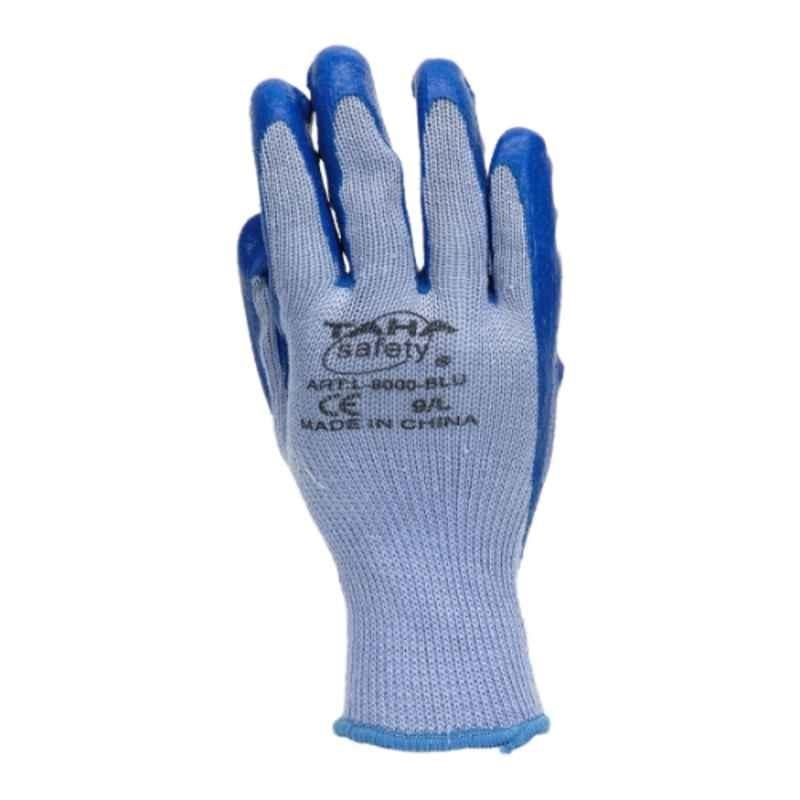 Taha Safety Polyester & Latex Blue Gloves, L8000, Size:XL