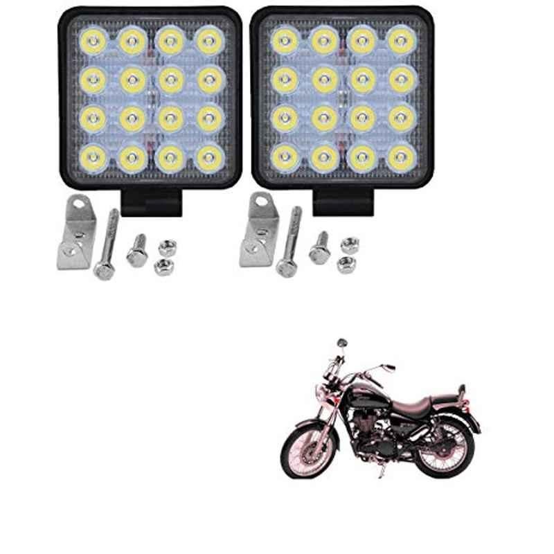 Kozdiko 2 Pcs 48W 16 LED Square Bright Beam White Fog Light Set for Royal Enfield Thunderbird 500, koz_92981