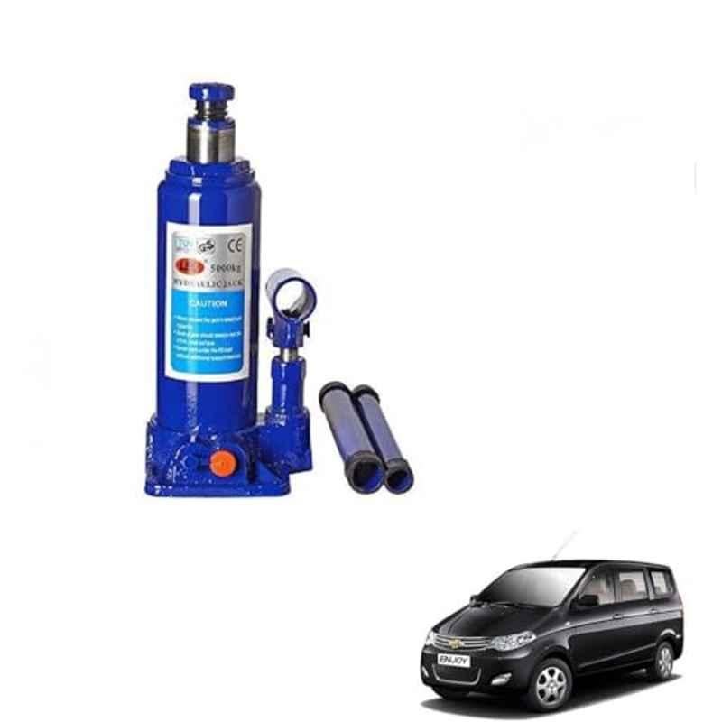 Kozdiko 5 Ton Iron Blue Hydraulic Bottle Jack with Two Rods for Chevrolet Enjoy