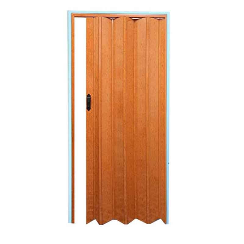 210x100x3cm PVC Dark Wooden Teak Foldable Sliding Door