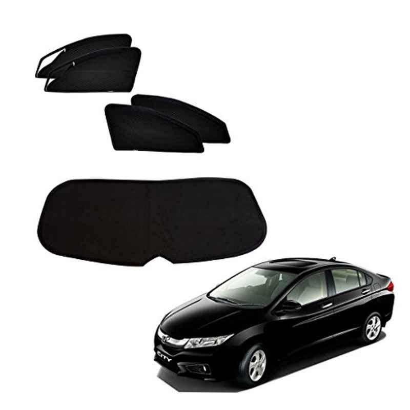 Kozdiko 5 Pcs Polyester Magnetic Zipper Car Sunshade Set with Dicky Curtain for Honda City 2014-Present
