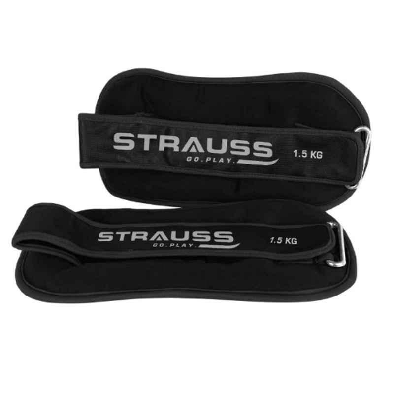 Strauss 32x16x4cm Neoprene Black Adjustable Round Shape Ankle Weight, ST-2697