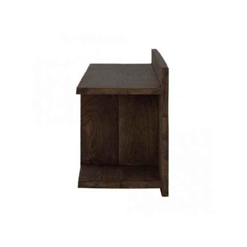 Angel Furniture 105x30x18cm Walnut Glossy Finish Sheesham Wood Open Storage Wall Shelf, AF-179W