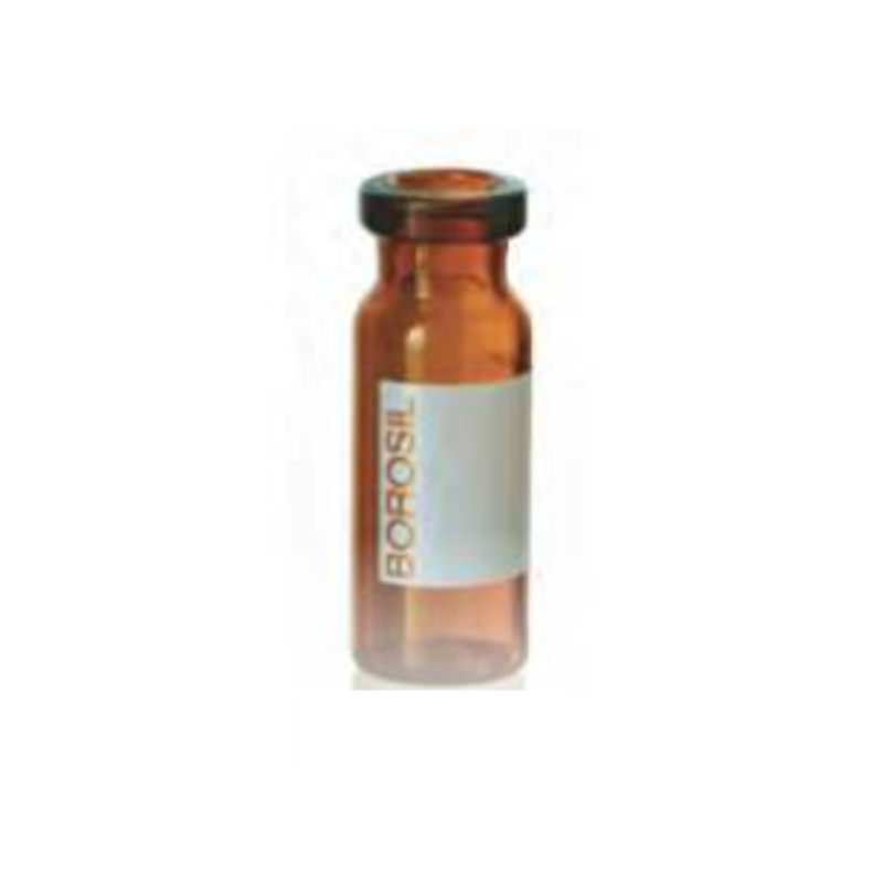 Borosil 100 Pcs 2ml Amber Crimp Neck Vial with 11mm Silicone Cap, VC02A011ASC022 (Pack of 10)