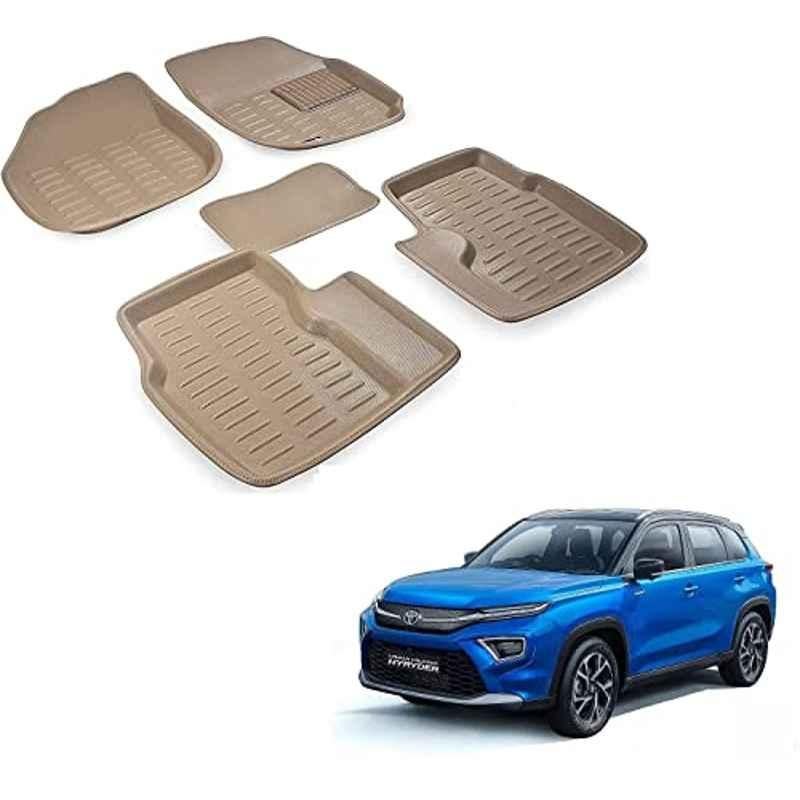 Kozdiko 3D Beige Car Foot Mat Set for Toyota Urban_Cruiser_Hyryder, MMATUUNG_2