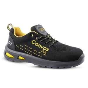 Canvas Club Parma Knitted Fabric Steel Toe Yellow & Black Safety Shoes with Double Density Phylon Rubber  Sole, Size: 10