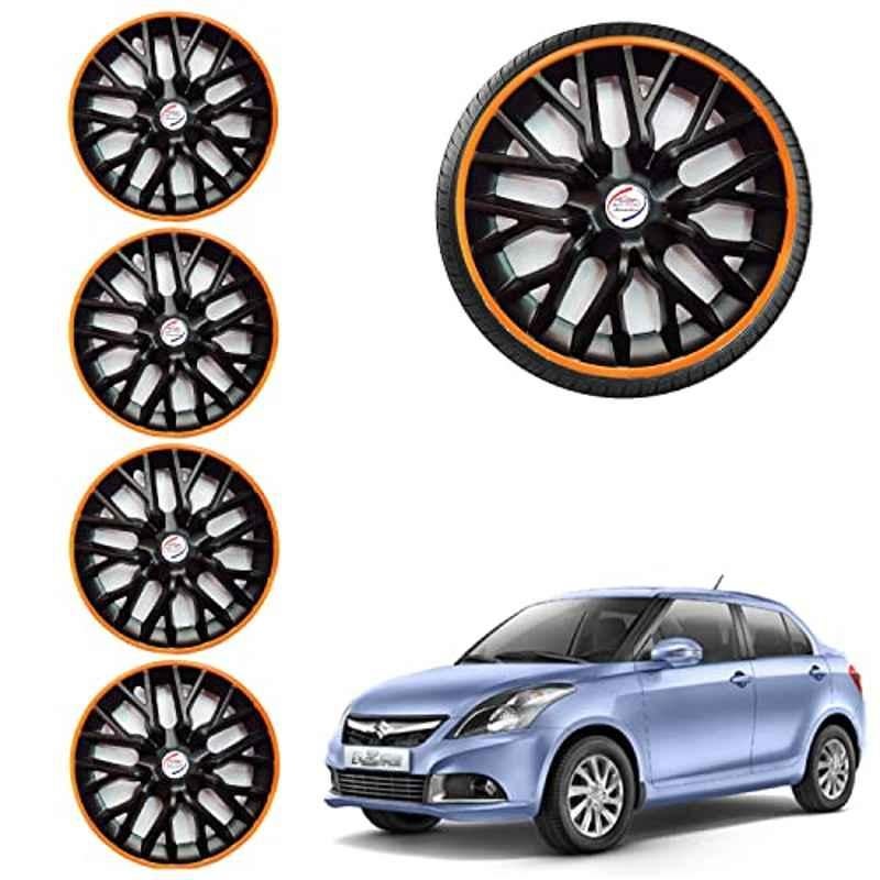 Auto Pearl 4 Pcs 14 inch ABS Phoenix Black & Orange Car Wheel Cover Set for Maruti Suzuki Dzire Typ3