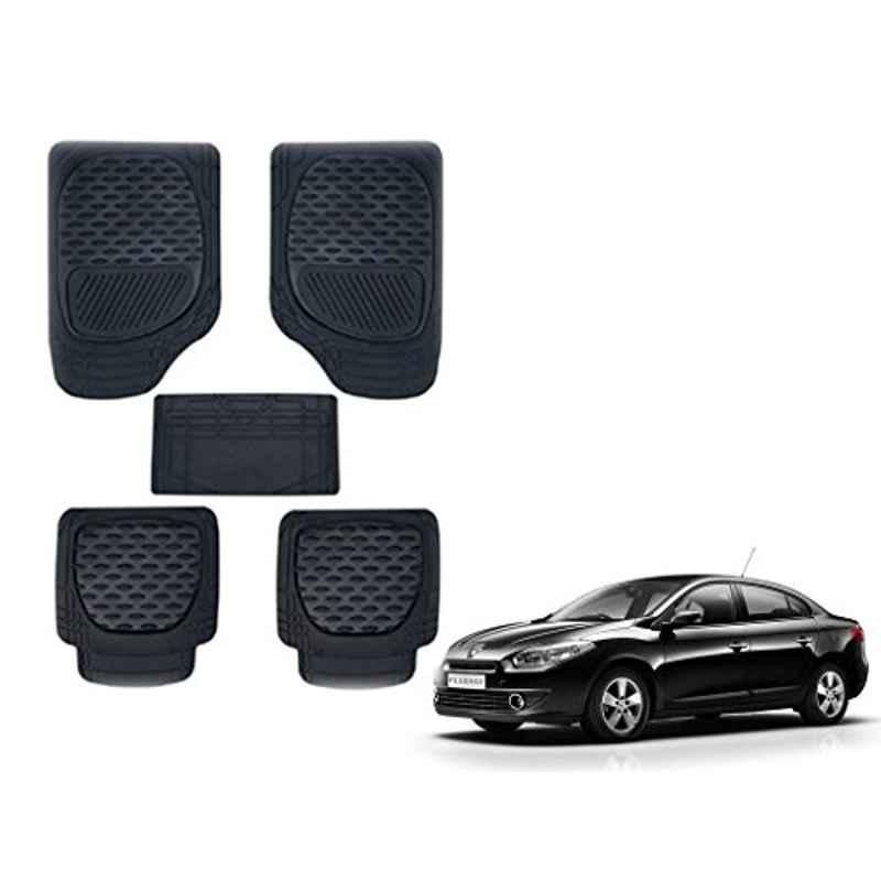 Kozdiko 6255TW 5 Pcs PVC & Rubber Black Car Mat Set for Renault Fluence