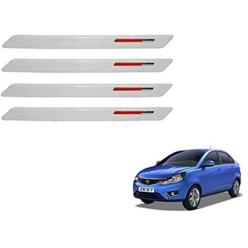 Kozdiko 4 Pcs White & Red Designer Car Bumper Protector Set for Tata Zest