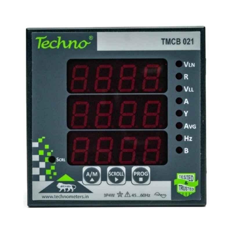 Techno 5A Three Phase Volt Amps Frequency Panel Meter, TMCB 021_5A