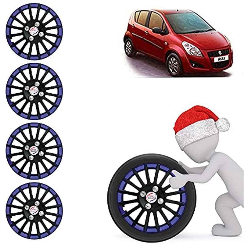 Auto Pearl 4 Pcs 14 inch ABS Black & Blue Press Fitting Wheel Cover Set for Maruti Suzuki Ritz Type-2