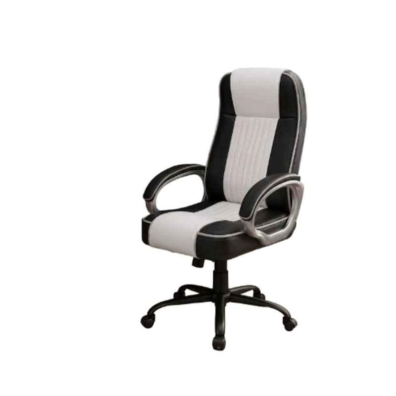 Aayra Leatherette White & Black High Back Armrest Executive Office Chair, WHBL10