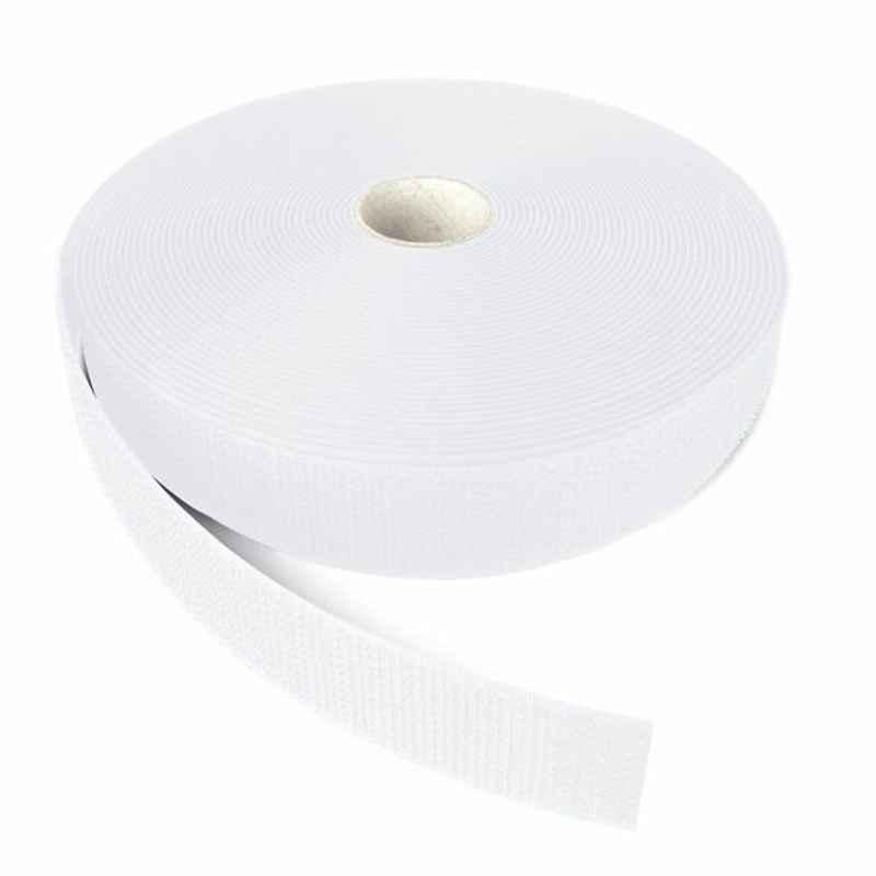 Double Sided Velcro Tape, 25 mmx20 m, Nylon, White